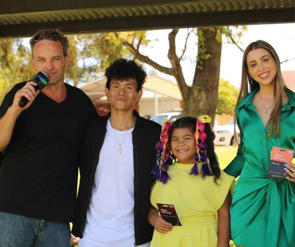Australia Day Music Competition winners with MC Kitt Adams